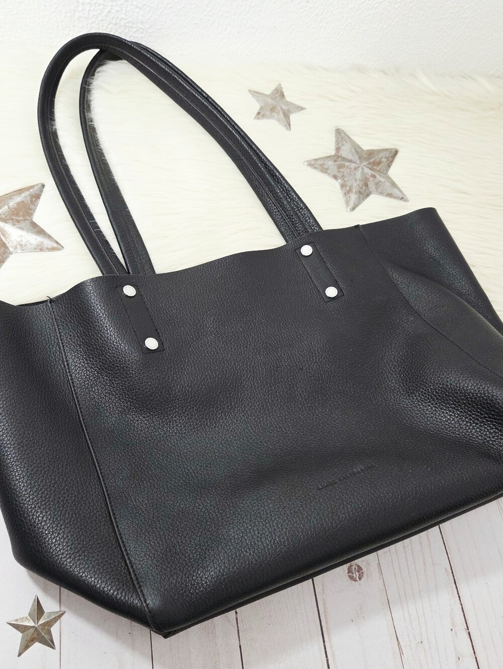Aimee Kestenberg Manifest tote bag sift slouchy black leather large womens purse - Picture 4 of 11